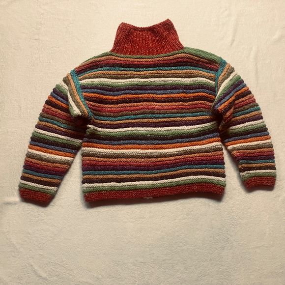 Handmade Sisandina Handicrafts 100% Wool Striped Zip Up Sweater Jacket Women's L - Picture 3 of 8